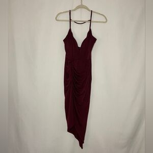 Trac Women's Red Maroon High Low Hem Sheath Prom HOCO Dress Size M